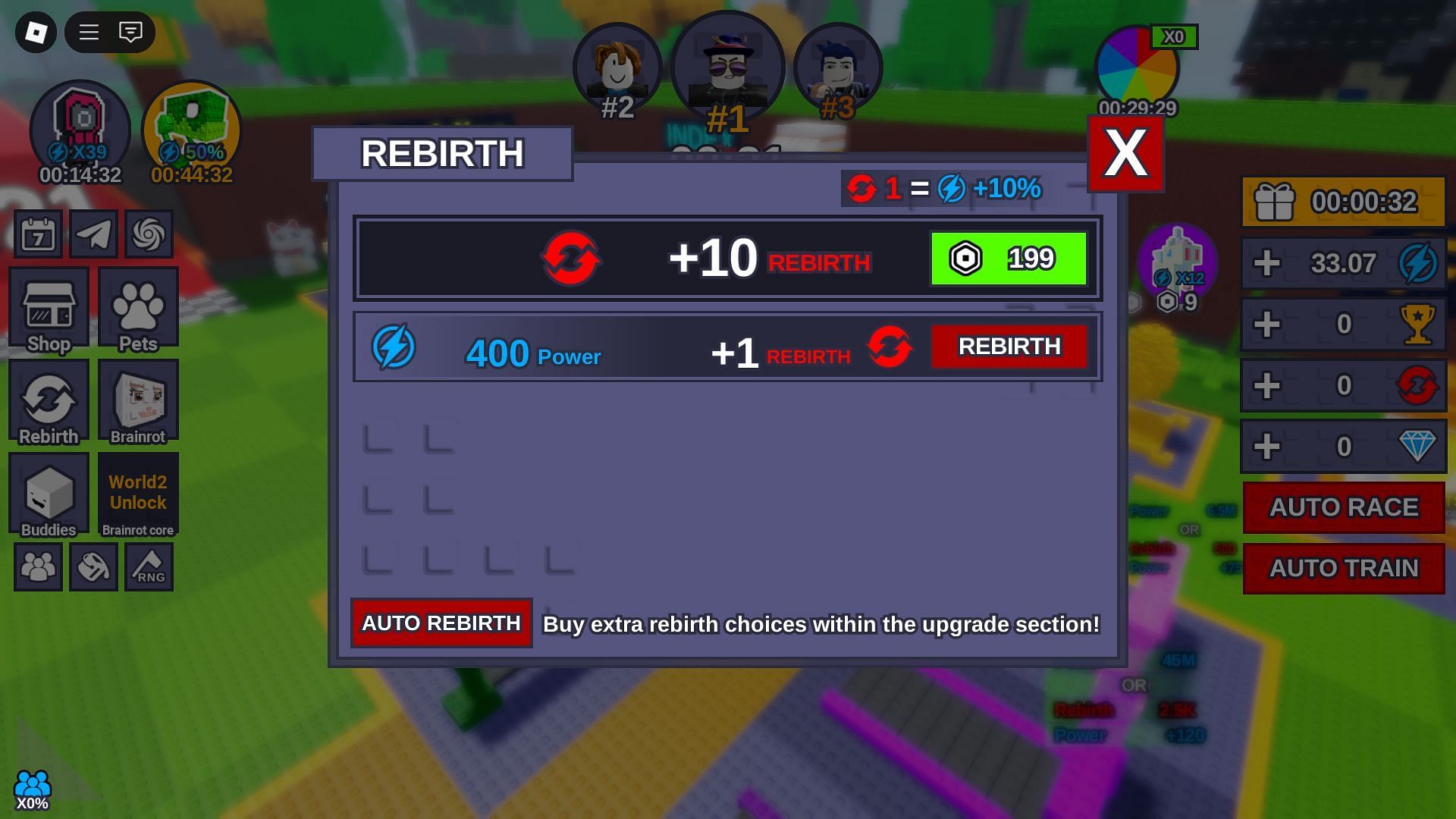 The Rebirth menu (Image via Roblox)